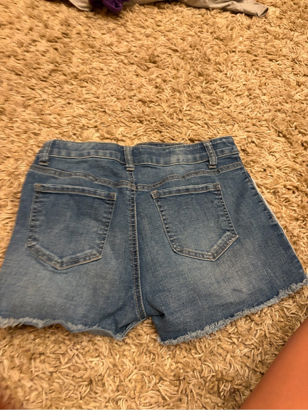 Girls' Blue Denim Frayed Hem Shorts - Picture 4 of 4